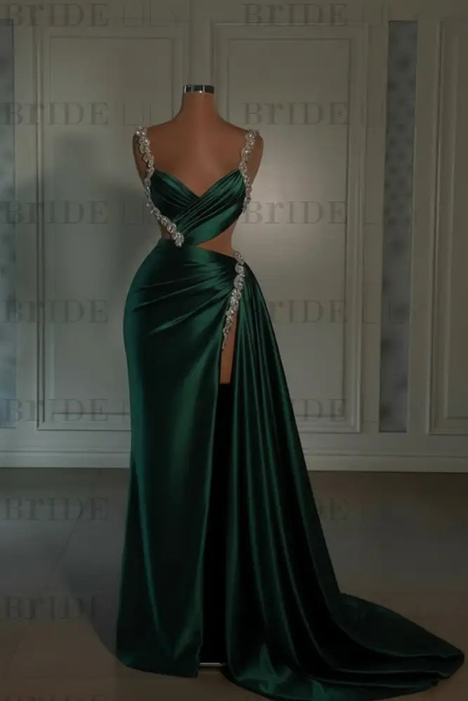 Glamorous Pink Prom Dress Sweetheart Spaghetti Strap with High Slit Trail