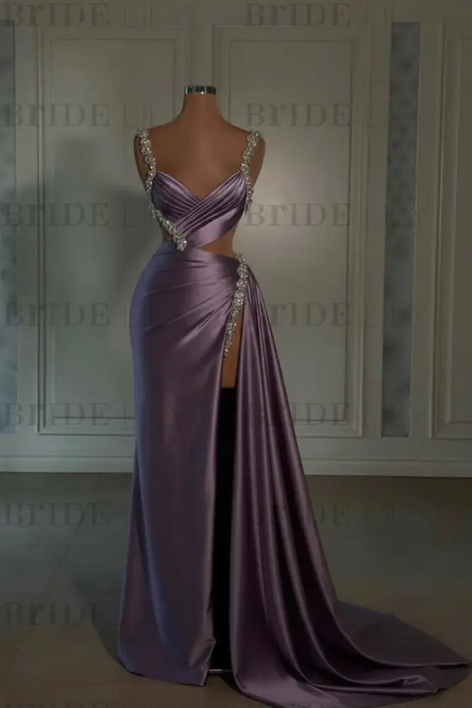 Glamorous Pink Prom Dress Sweetheart Spaghetti Strap with High Slit Trail