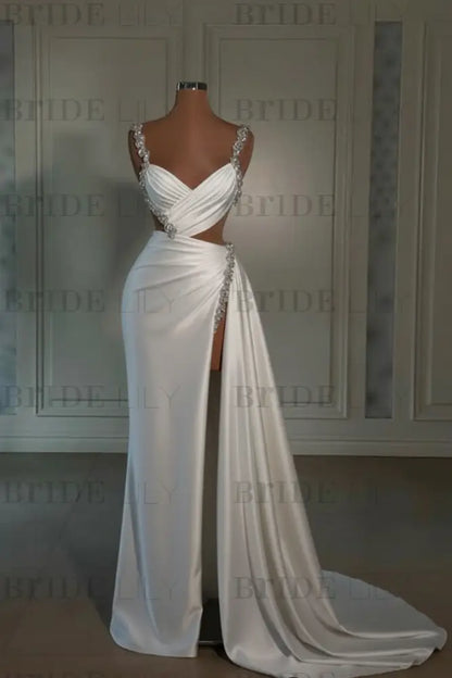 Glamorous Pink Prom Dress Sweetheart Spaghetti Strap with High Slit Trail