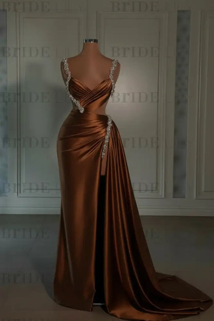 Glamorous Pink Prom Dress Sweetheart Spaghetti Strap with High Slit Trail