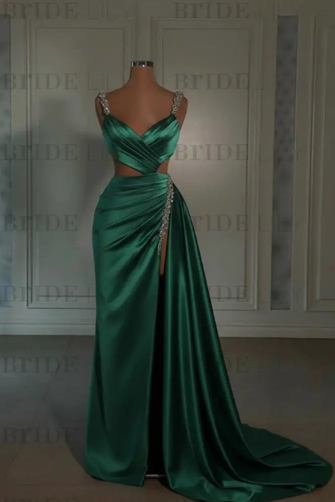 Glamorous Pink Prom Dress Sweetheart Spaghetti Strap with High Slit Trail