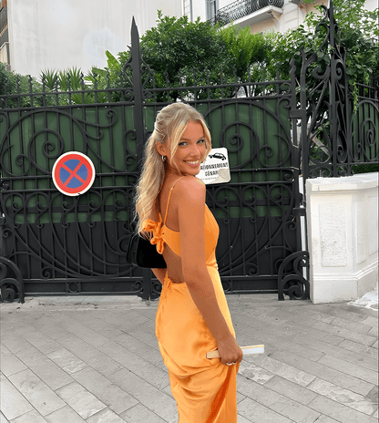 Gold Formal Dress Long Classy Prom Dresses Open Back Mermaid