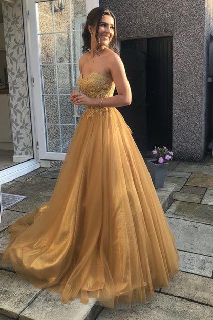 Sweetheart Open Back Pink Lace Long Prom Dresses Tulle Aline Formal Evening Dresses