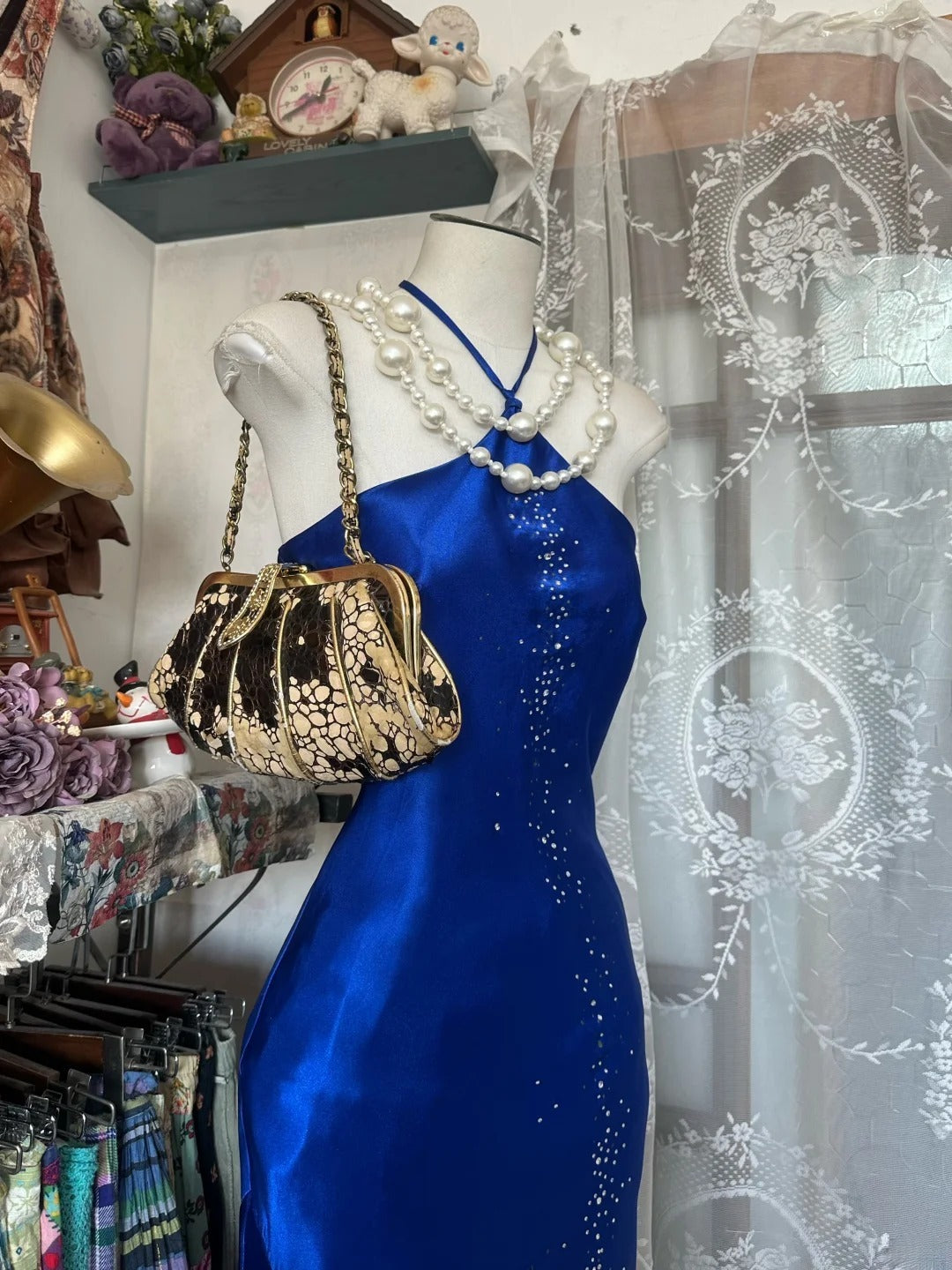 Royal Blue Mermaid Long Prom Dresses Open Back Satin Formal Occasions