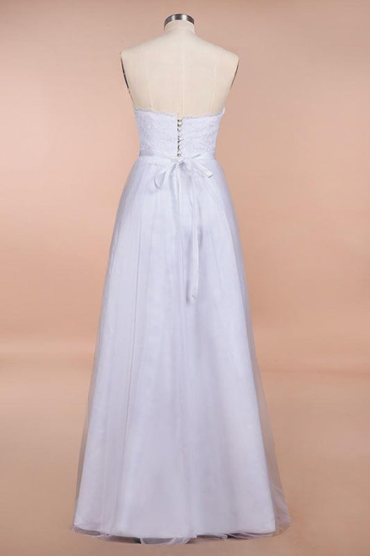 Graceful Strapless Tulle Lace A-line Wedding Dress