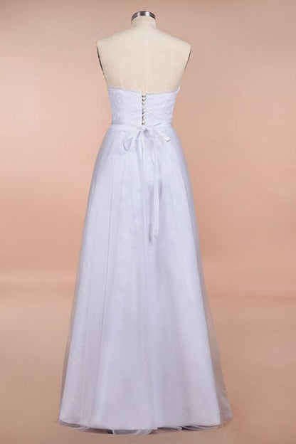Graceful Strapless Tulle Lace A-line Wedding Dress