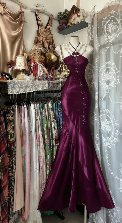 Royal Blue Mermaid Long Prom Dresses Open Back Satin Formal Occasions