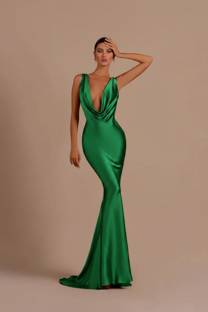 Elegant Champagne Mermaid Prom Dress Long Slimming with Ruffles