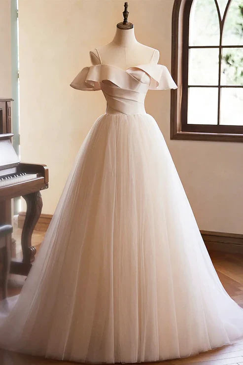 A-Line Sleeveless Backless Spaghetti Straps Floor Length Evening Dresses Prom Dress