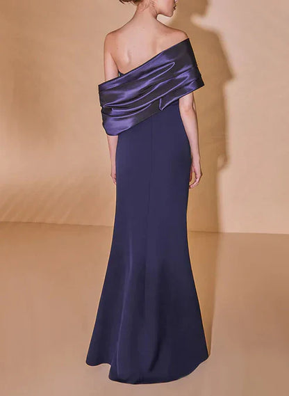 Sheath Off The Shoulder Mother Of The Bride Dresses Floor Length Evening Dress