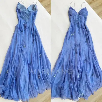 Aimishang Elegant Formal Dresses Spaghetti Straps Appliques A Line Long Prom Dresses Formal Women's Dresses Party Dresses