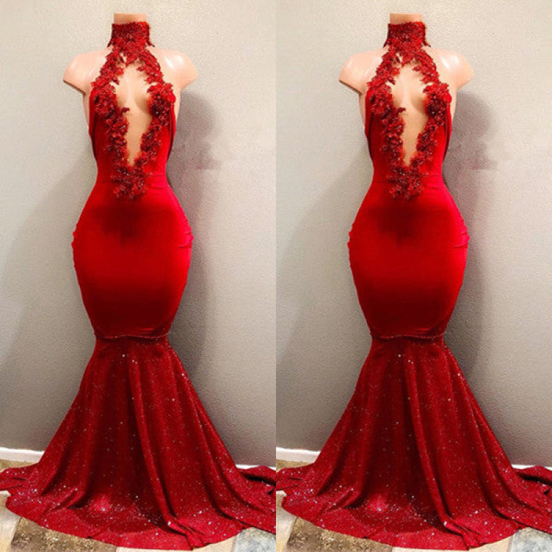 High Neck Mermaid Prom Gown in Glittering Sequins