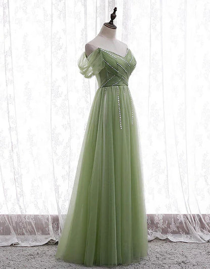Light Green Beaded Sweetheart Long Party Dress Formal Dress Prom Dress Off Shoulder Wholesale