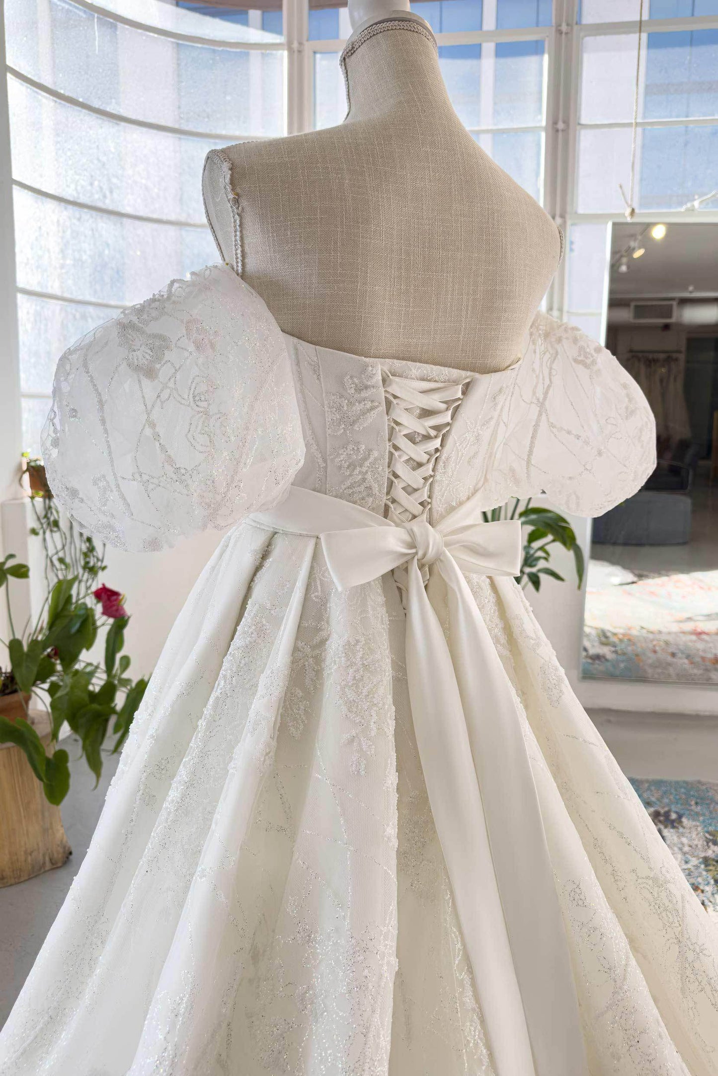 A-Line Chapel Train  Lace Tulle Wedding Dress CW2986