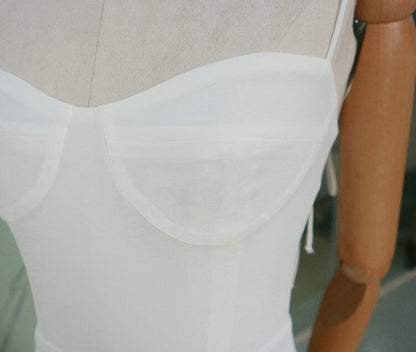 Spaghetti Straps White Hight Split Prom Dress c2584
