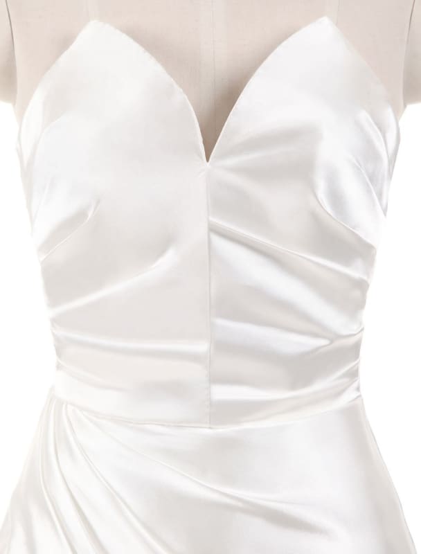 Ivory Wedding Dresses Strapless Mermaid Evening Dresses V Neck Sleeveless Split Beach Bridal Gown With Court Train