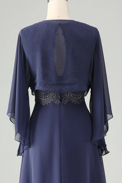 A Line Sparkly Beaded Mother of Bride Dress with Shawl