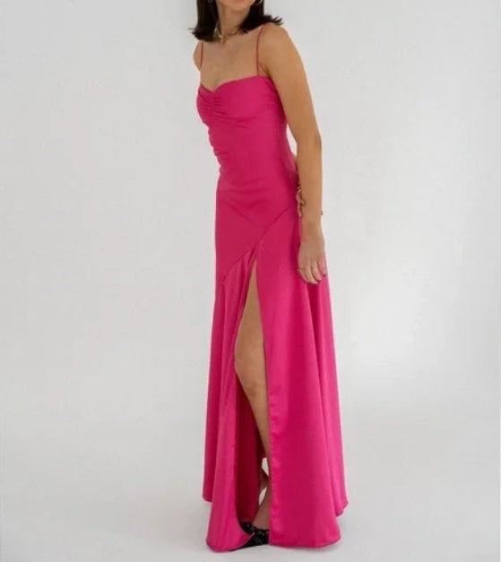 Aimishang Elegant Dresses Gowns Evening Dresses Spaghetti Straps Long Prom Dress Satin Formal Party Dress