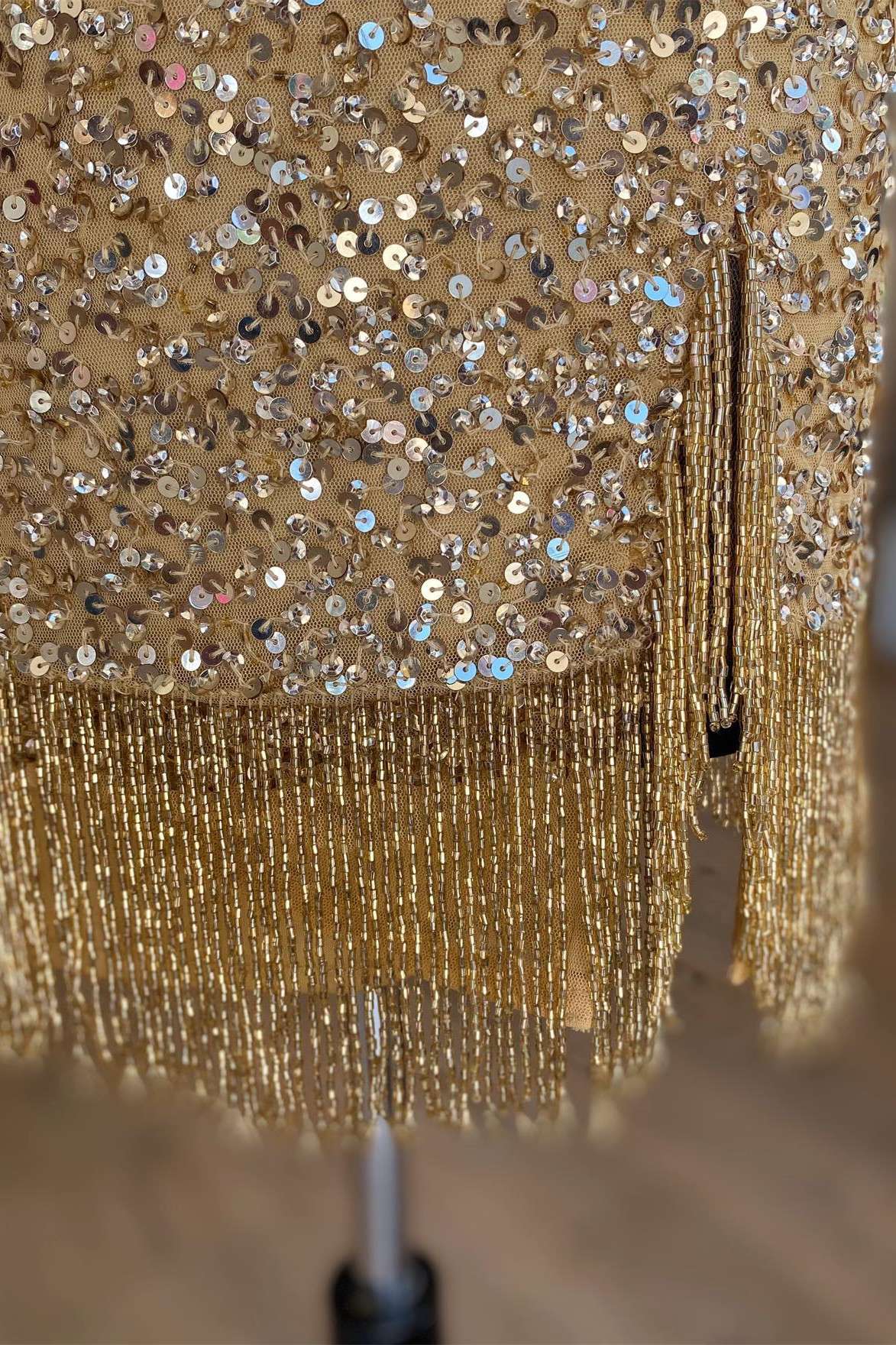 Black Sequins Halter Tassel Mini Party Dress