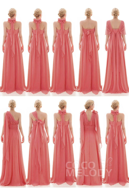 Sheath Floor Length Chiffon Bridesmaid Dress JOZF15001