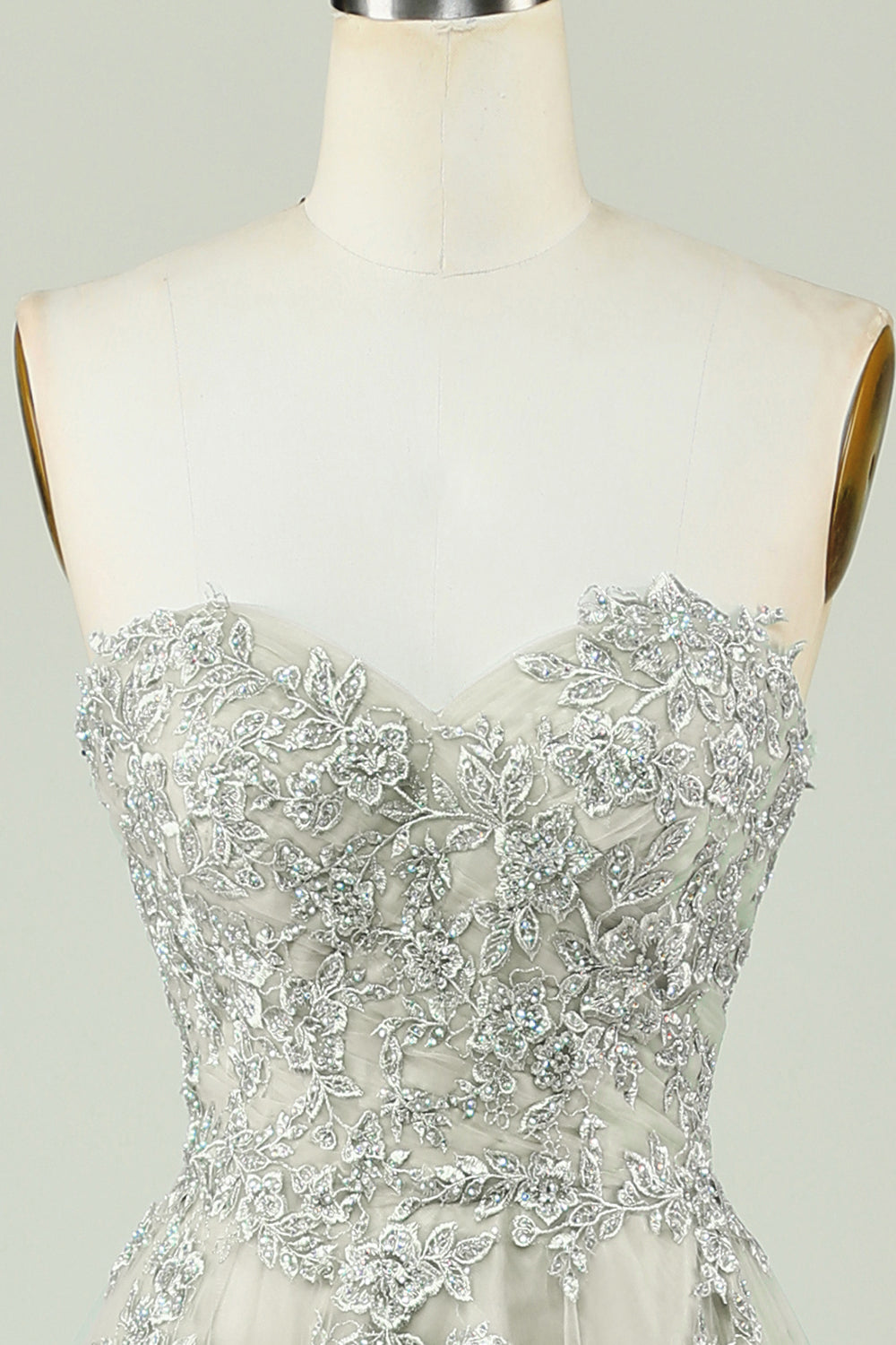 Sweetheart Beaded Light Green Long Prom Dress with Slit Front Off Shoulder Beautiful