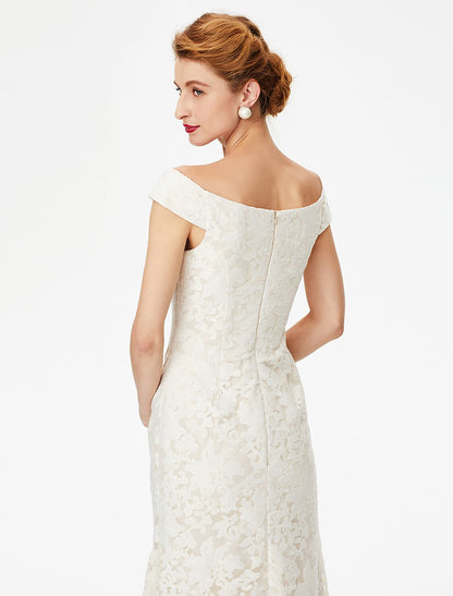 Aimishang Sheath / Column Mother of the Bride Dress Elegant Off Shoulder Floor Length Lace Short Sleeve No with Lace