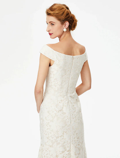 Aimishang Sheath / Column Mother of the Bride Dress Elegant Off Shoulder Floor Length Lace Short Sleeve No with Lace