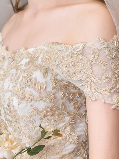 Lace Appliqued Ball Gown Wedding Dresses Off Shoulder Bridal Dress