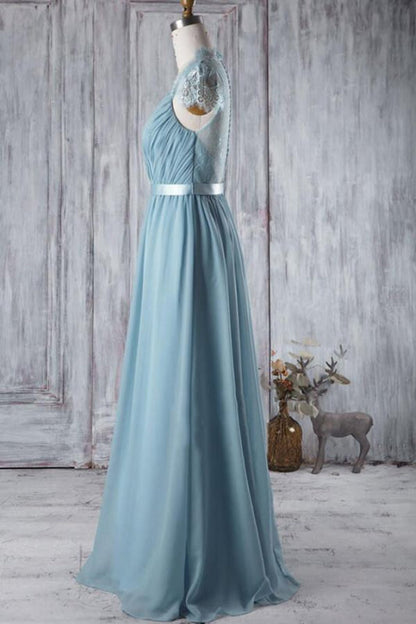 Lace Cap Sleeve Ruffle A-line Wedding Dress
