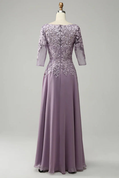 A-line Chiffon Mother of the Bride Dress with Lace