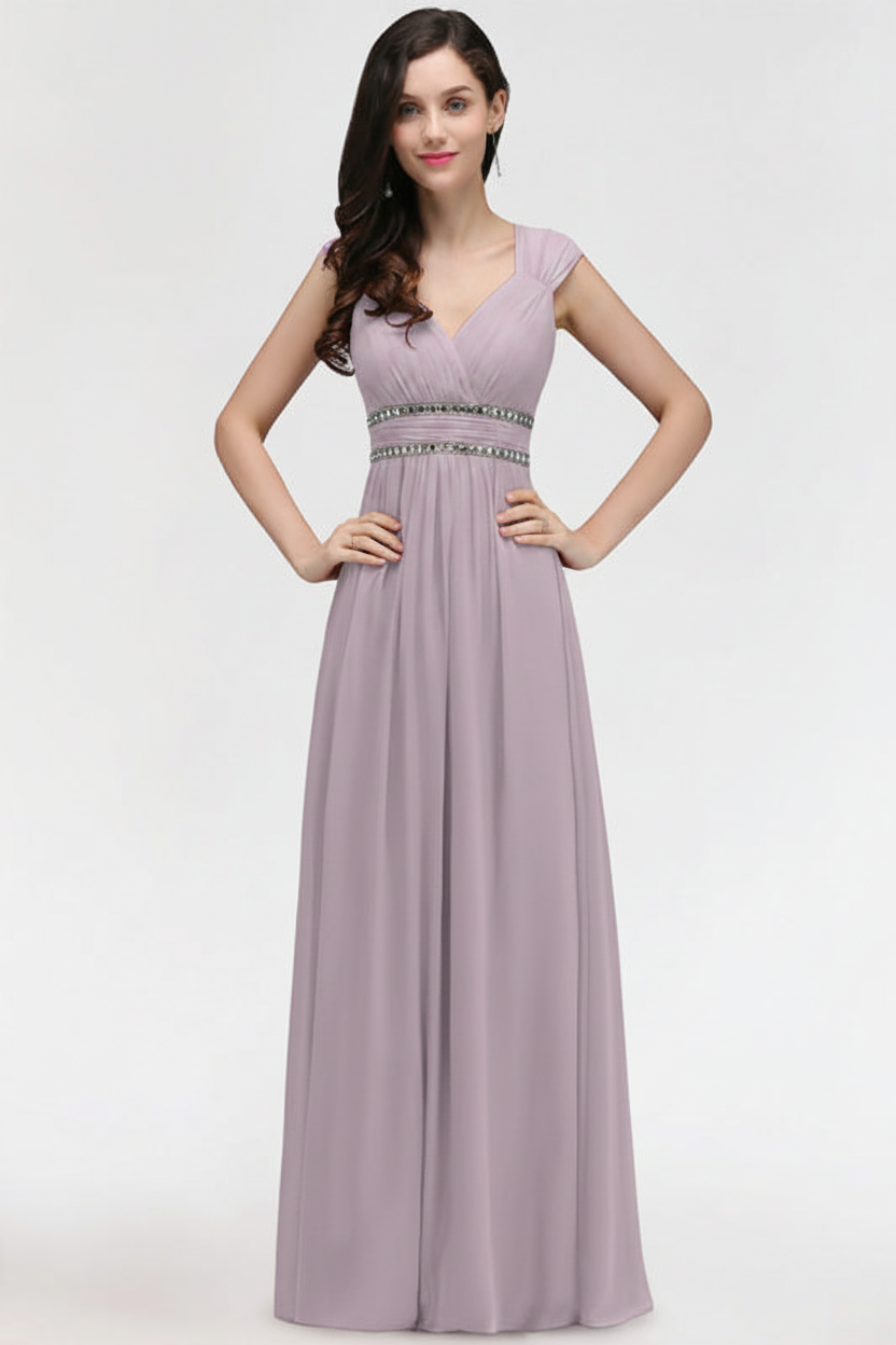 Chic Ruched Chiffon Aline Formal Dress Burgundy Bridesmaid Dress with Beadings