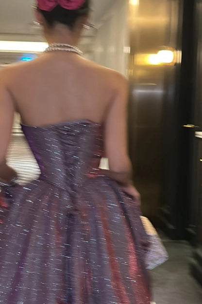 Purple shiny elegant long graduation gown evening gown gh6812