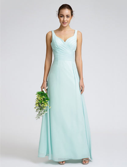 Sheath / Column Bridesmaid Dress Sweetheart Sleeveless Open Back Ankle Length Georgette with Criss Cross