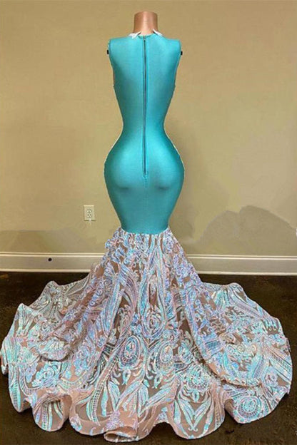 Long Sleeveless Lace Mermaid Prom Dress