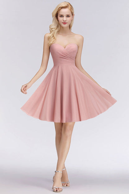 Lovely Sweetheart Pink Bridesmaid Dresses Short