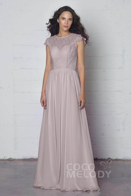 Sheath-Column Floor Length Lace and Chiffon Dress LOZF1503E