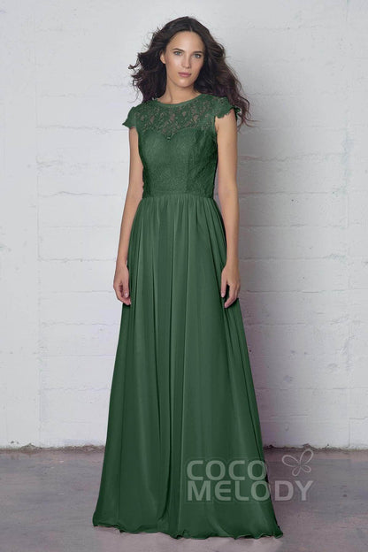 Sheath-Column Floor Length Lace and Chiffon Dress LOZF1503E