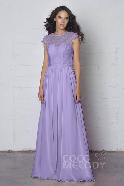 Sheath-Column Floor Length Lace and Chiffon Dress LOZF1503E