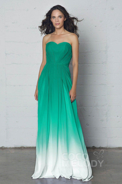 A-Line Floor Length Chiffon Ombre Dress LOZF15045
