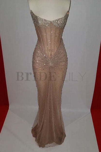 Luxurious Mermaid Crystal Beaded Embroidered Corset Prom Dress