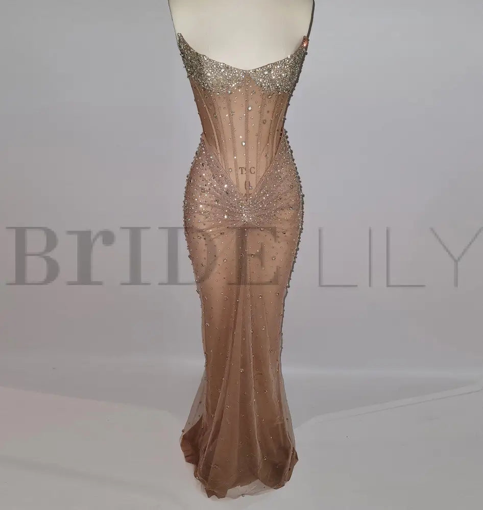 Luxurious Mermaid Crystal Beaded Embroidered Corset Prom Dress
