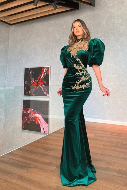 Mermaid Prom Dress with Bubble Sleeves