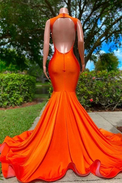 Vintage Burnt Orange Glittering Beaded Prom Dress Evening Gown Mermaid Party Dress Long Formal Dress HZ1024