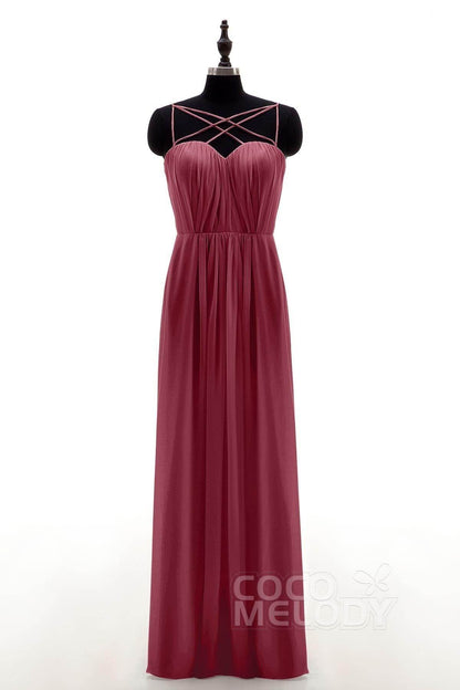Sheath-Column Floor Length Chiffon Bridesmaid Dress NB3315