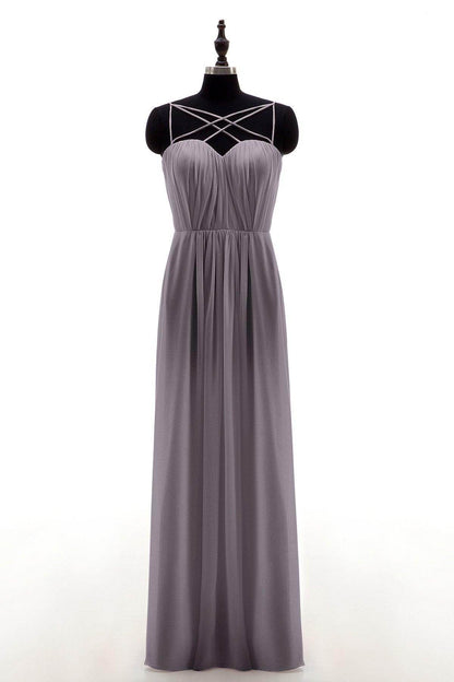 Sheath-Column Floor Length Chiffon Bridesmaid Dress NB3315