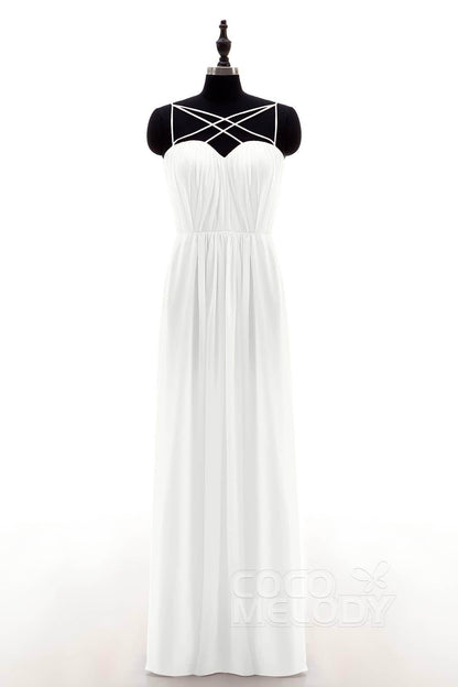 Sheath-Column Floor Length Chiffon Bridesmaid Dress NB3315