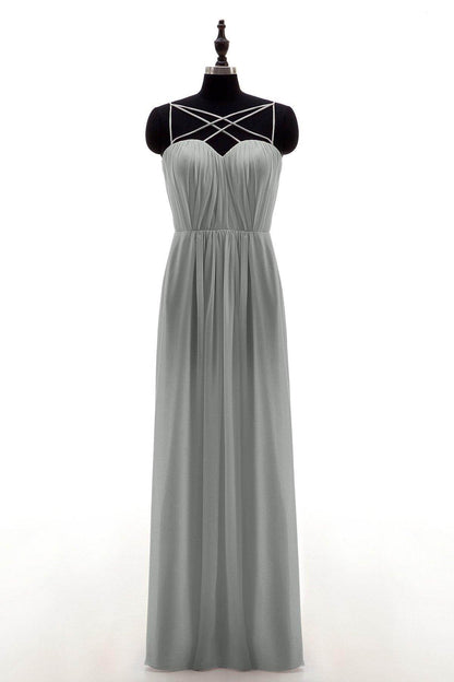 Sheath-Column Floor Length Chiffon Bridesmaid Dress NB3315