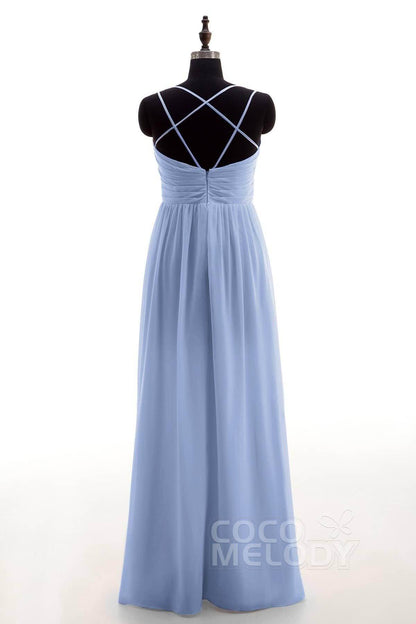 Sheath-Column Floor Length Chiffon Bridesmaid Dress NB3316