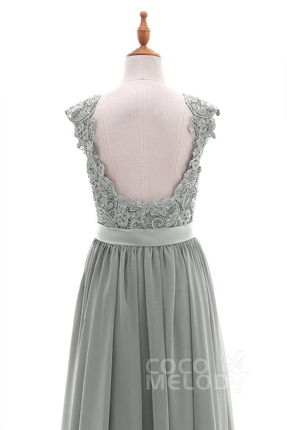 Sheath-Column Floor Length Lace and Chiffon Dress NB3322