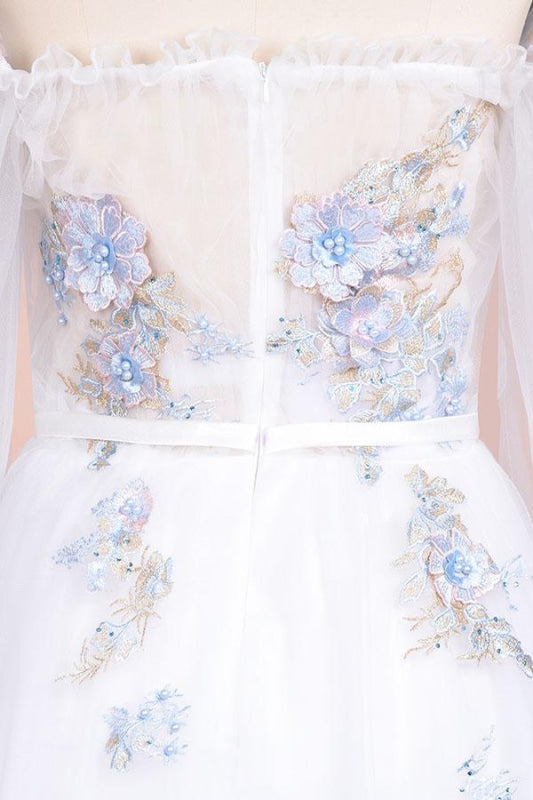 Off-the-Shoulder Appliques Tulle Wedding Dress